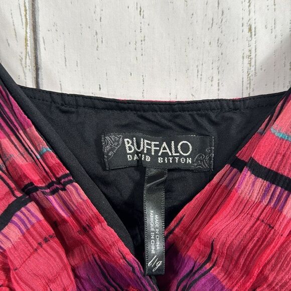 Buffalo David Britton Women 100% Silk Tank Top Ruffle Plaid Tiered Fairy Boho - Picture 6 of 16